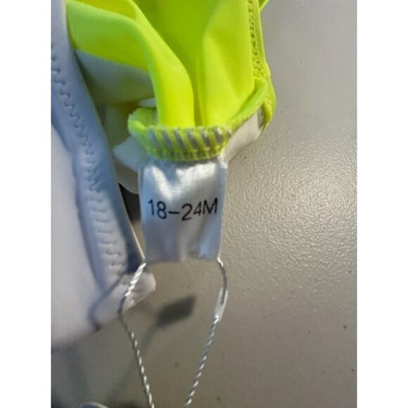Neon Yellow & White Toddler One-Piece Swimsuit UPF 50+ Protection 18-24M, NWT - Picture 4 of 4